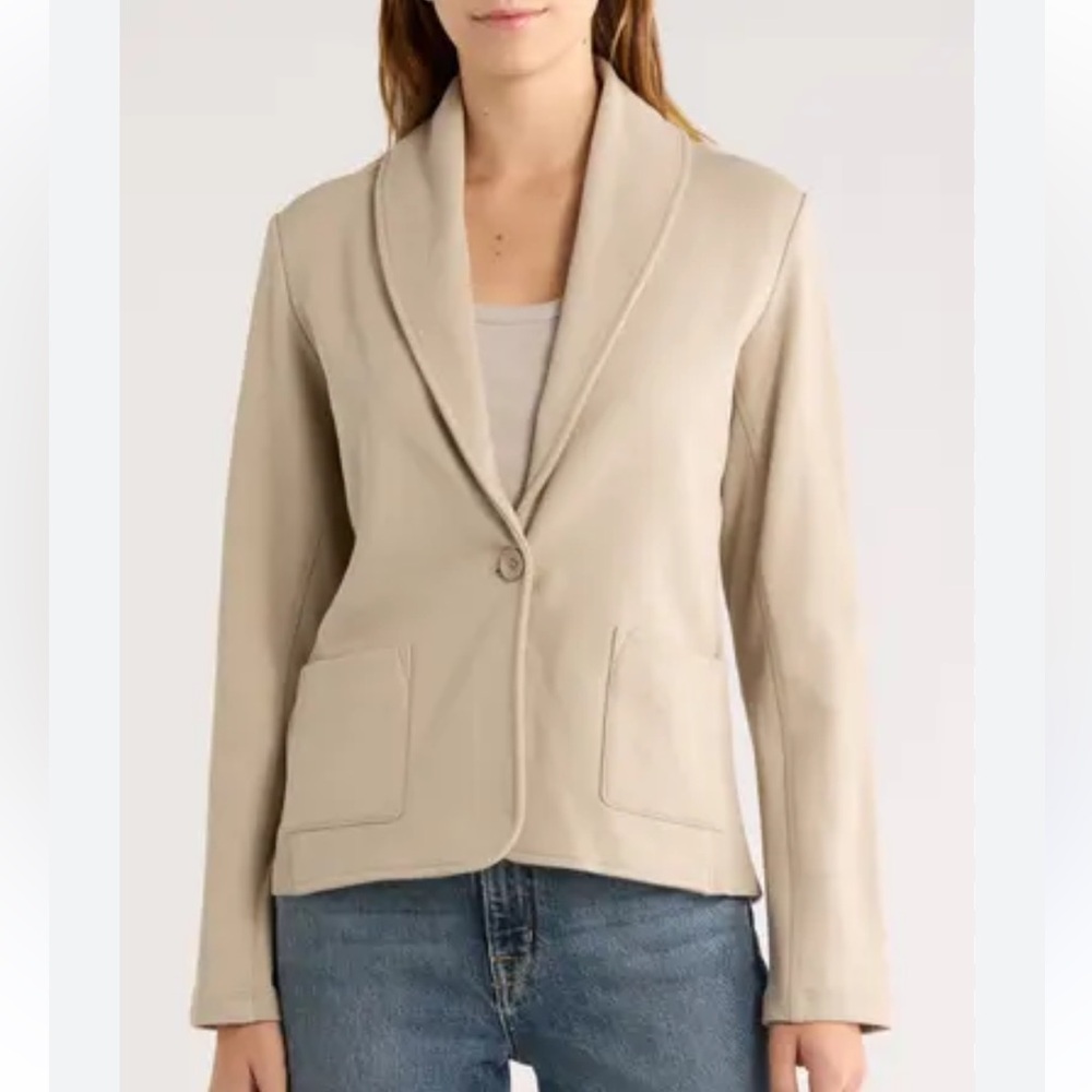 NWT- James Perse Taupe Knit Blazer with Rib Details